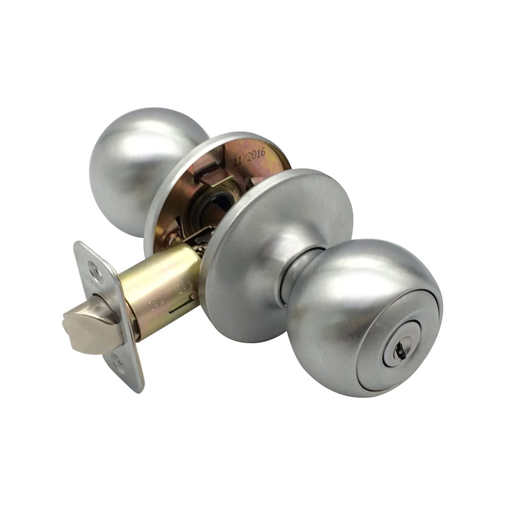 Design House Ball Keyed Entry Door Knob, Satin Chrome