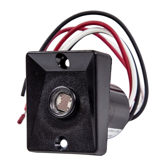 Black Steel Dusk to Dawn Sensor for Outdoor Pole Lights, Automatic On/Off Photocell, Hardwired