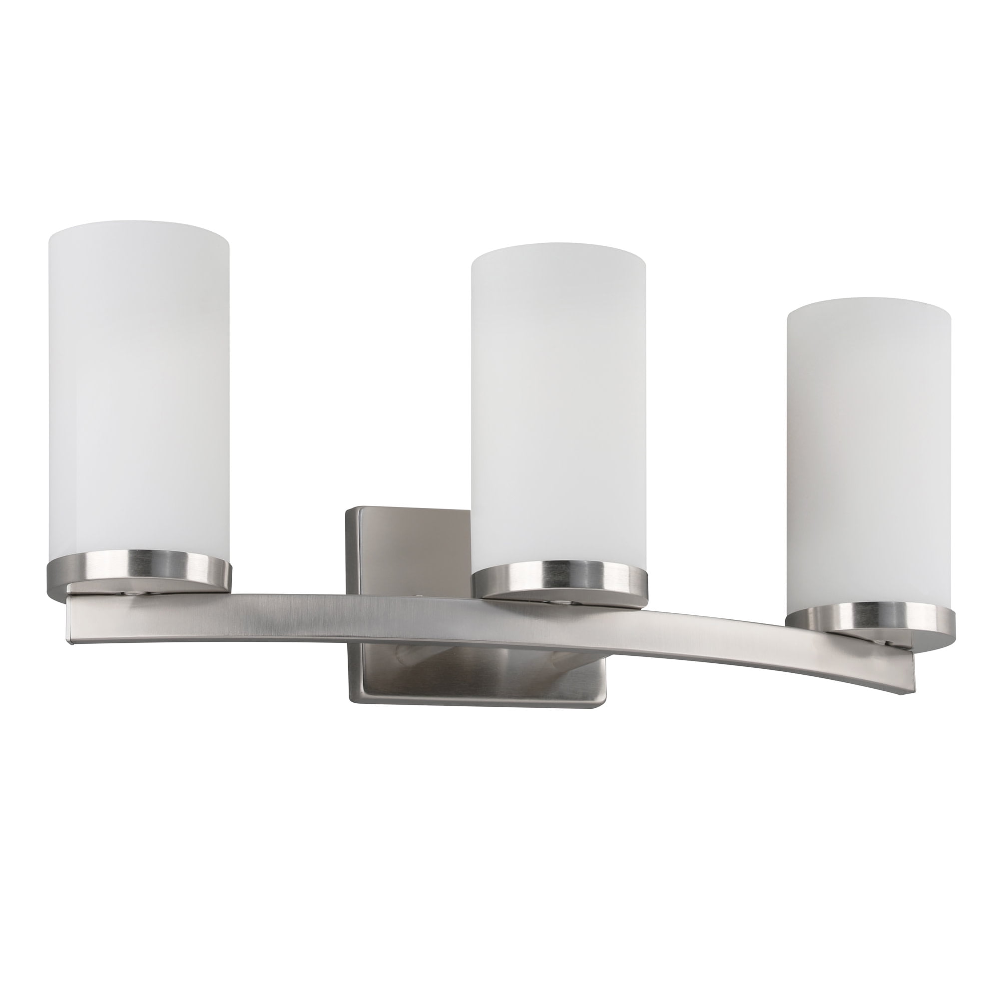 Breckham 4-Light Vanity Satin Nickel  with Curved Bar and Frosted Glass