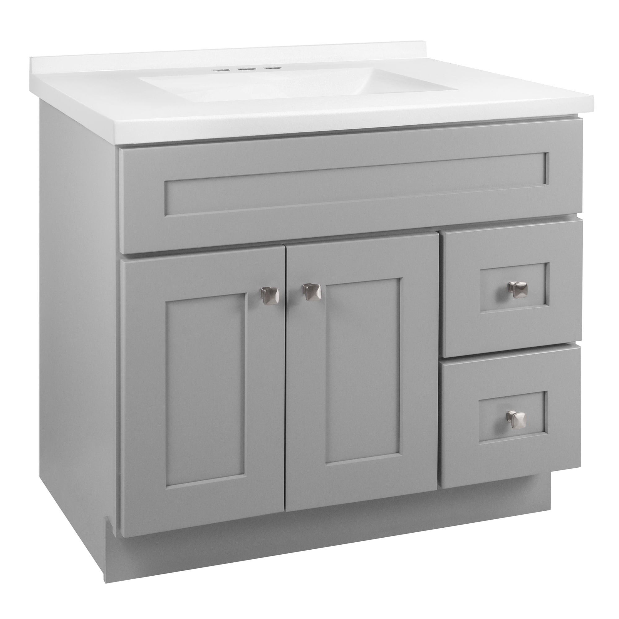 Brookings 37-Inch Gray Solid Wood Vanity with Modern Sink Top