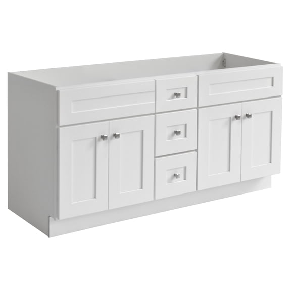 Design House Brookings 60" x 21" Ready to Assemble Solid Wood 3-Drawer Bath Vanity Cabinet, Sherwin Williams® White