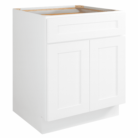 Design House Brookings Solid Wood Ready to Assemble Base Kitchen Cabinet (27 x 24 x 34.5), Sherwin Williams® White