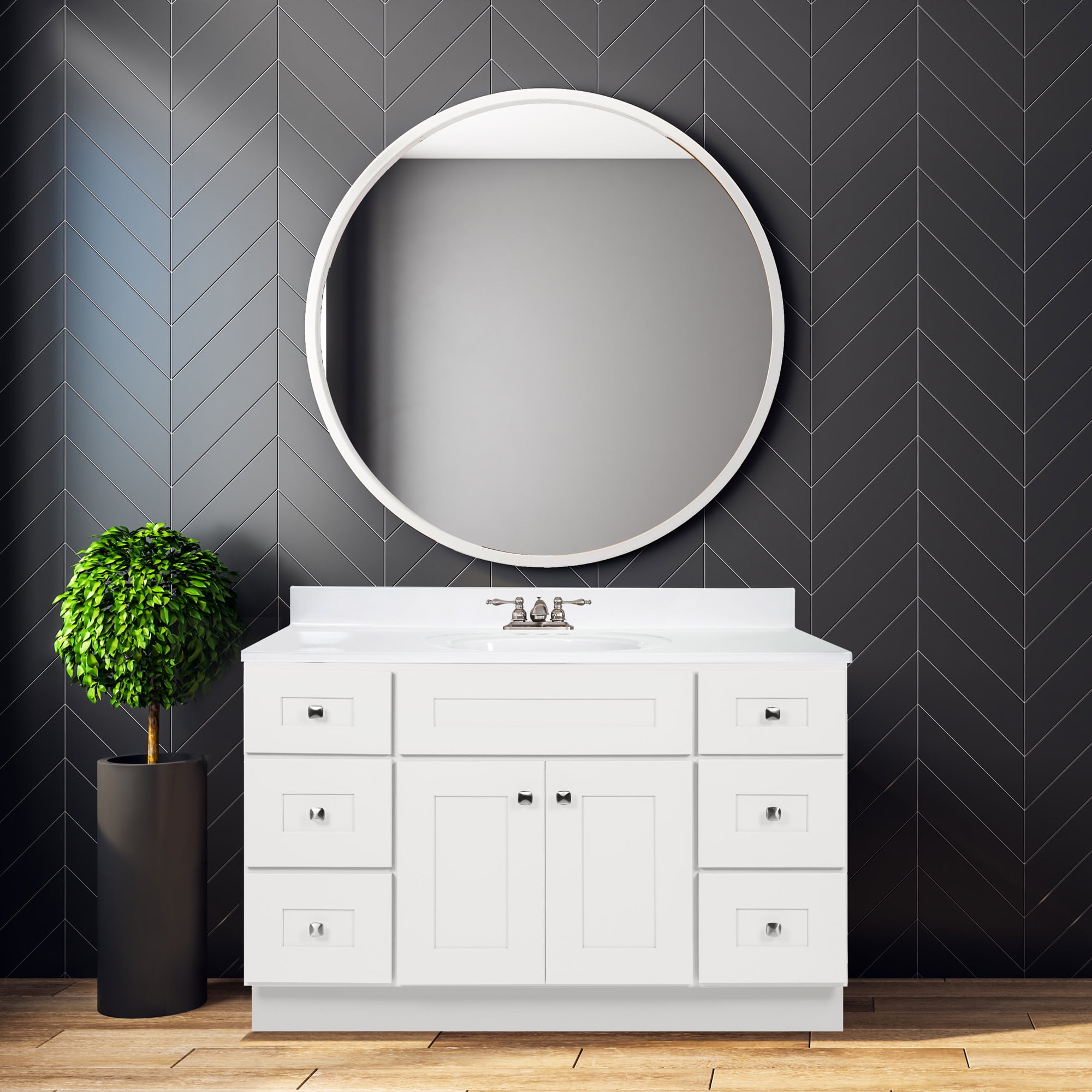 Brookings 48 Inch White Shaker Bathroom Vanity