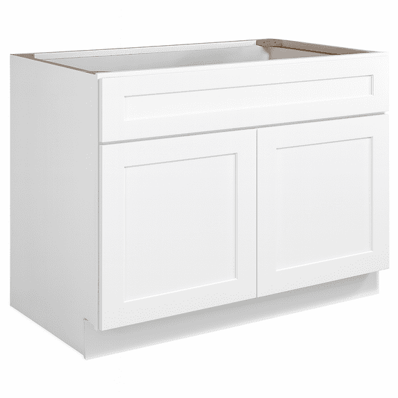 Design House Brookings Solid Wood Ready to Assemble Sink Base Kitchen Cabinet (42" x 24" x 34.5"), Sherwin Williams® White