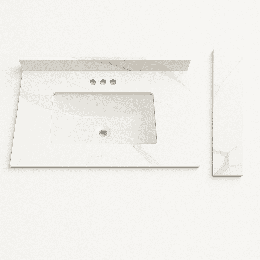 Design House Calesco Calacatta 31" Quartz Vanity Top with Backsplash and 22" Side Splash, 8" Widespead