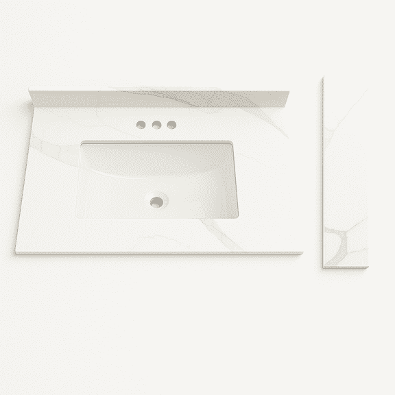 Design House Calesco Calacatta 31" Quartz Vanity Top with Backsplash and 22" Side Splash, 8" Widespead