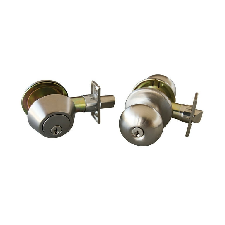 Design House Canton Satin Nickel Entry Knob and Single Cylinder Deadbolt ANSI grade 3 1-3/4 in. Design House Canton Satin Nickel Entry Knob and Single Cylinder Deadbolt ANSI grade 3 1-3/4 in.