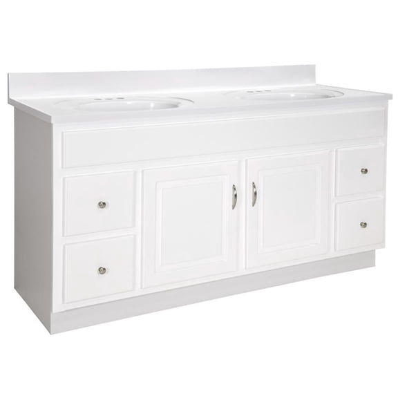 Design House Concord Vanity in White with Solid White Cultured Marble Top, Fully Assembled, 61-Inch