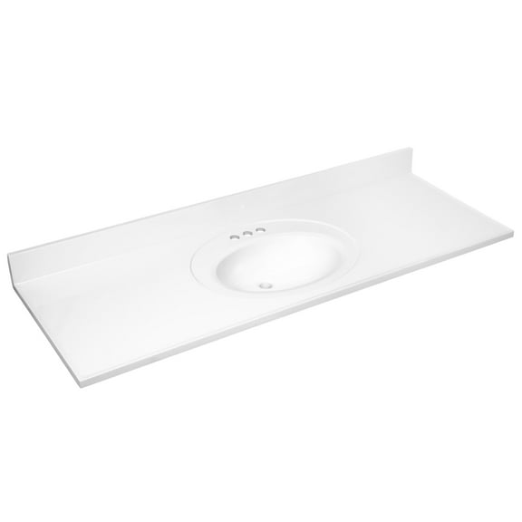 61 Inch Cultured Marble Vanity Top with Backsplash, Improved Package, White – Design House, 597427