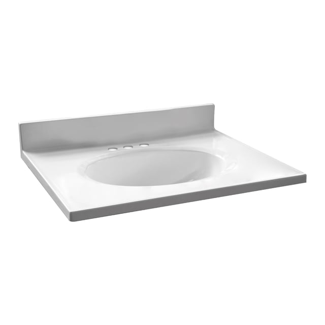 Design House Bathroom Single Cultured Marble Vanity Top, Solid White ...