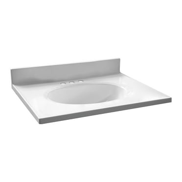 Design House Cultured Marble Vanity Top in Solid White, 25-inch x 19-inch