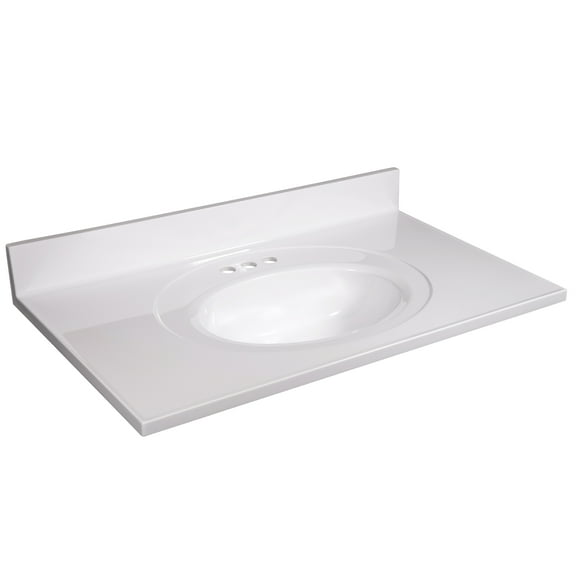 37 Inch Cultured Marble Vanity with Backsplash, Improved Package, White – Design House, 586248