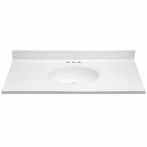 Design House Cultured Marble 49" x 19" Single Bowl Vanity Top with Backsplash and Centerset Mount, White