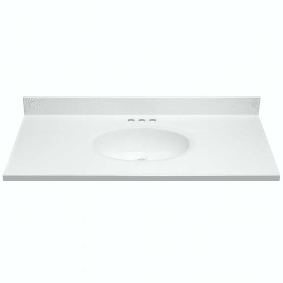 Design House Cultured Marble 49" x 19" Single Bowl Vanity Top with Backsplash and Centerset Mount, White