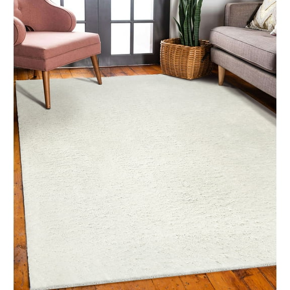 Design House Dagen Area Rug with Soft Shag in Ivory, 5-Foot-3-Inch by 7-Foot-7-Inch