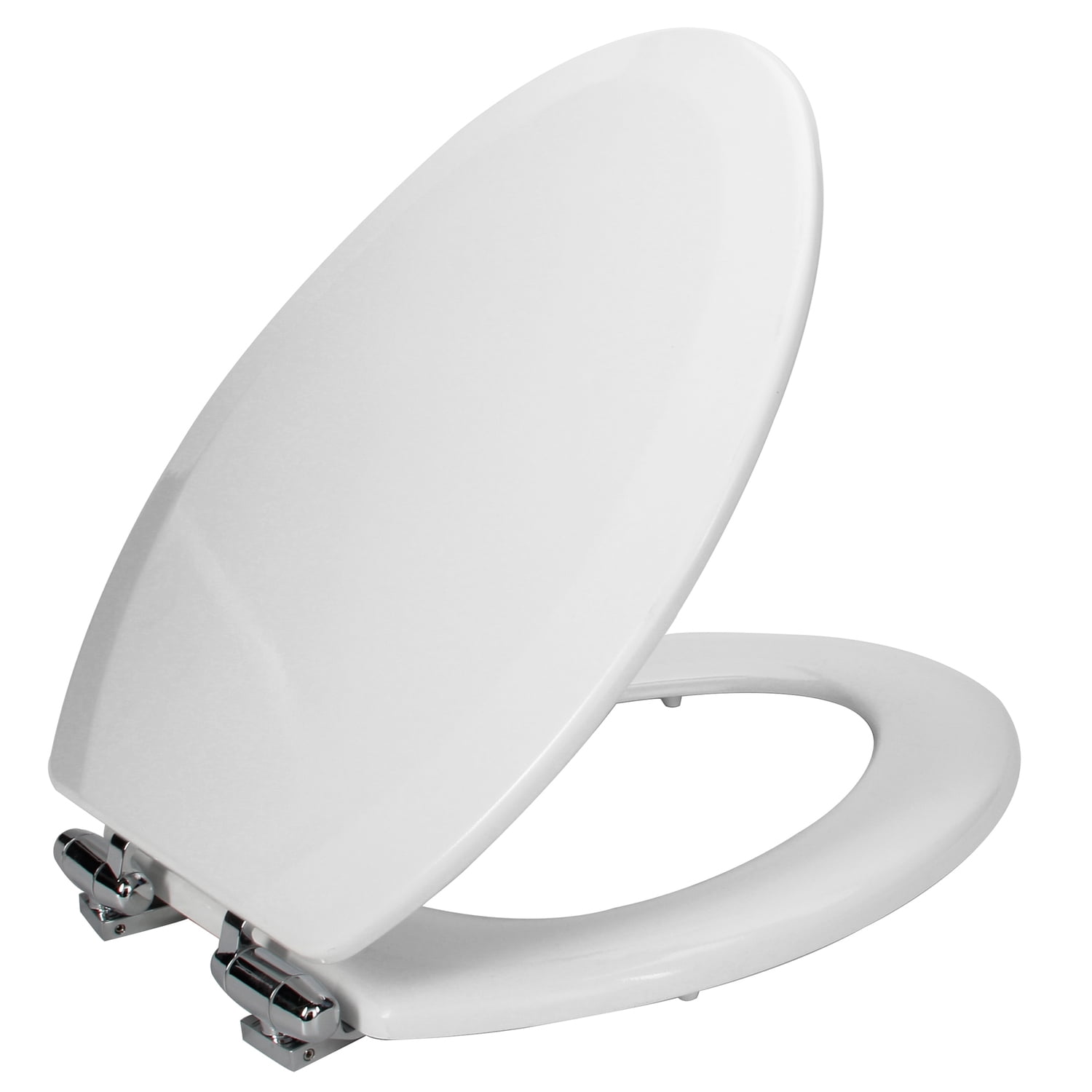 Design House Dalton Elongated Oval Wood Toilet Seat in White for Bathroom