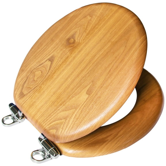Design House Dalton Round Wood Soft Close Toilet Seat, Honey Oak
