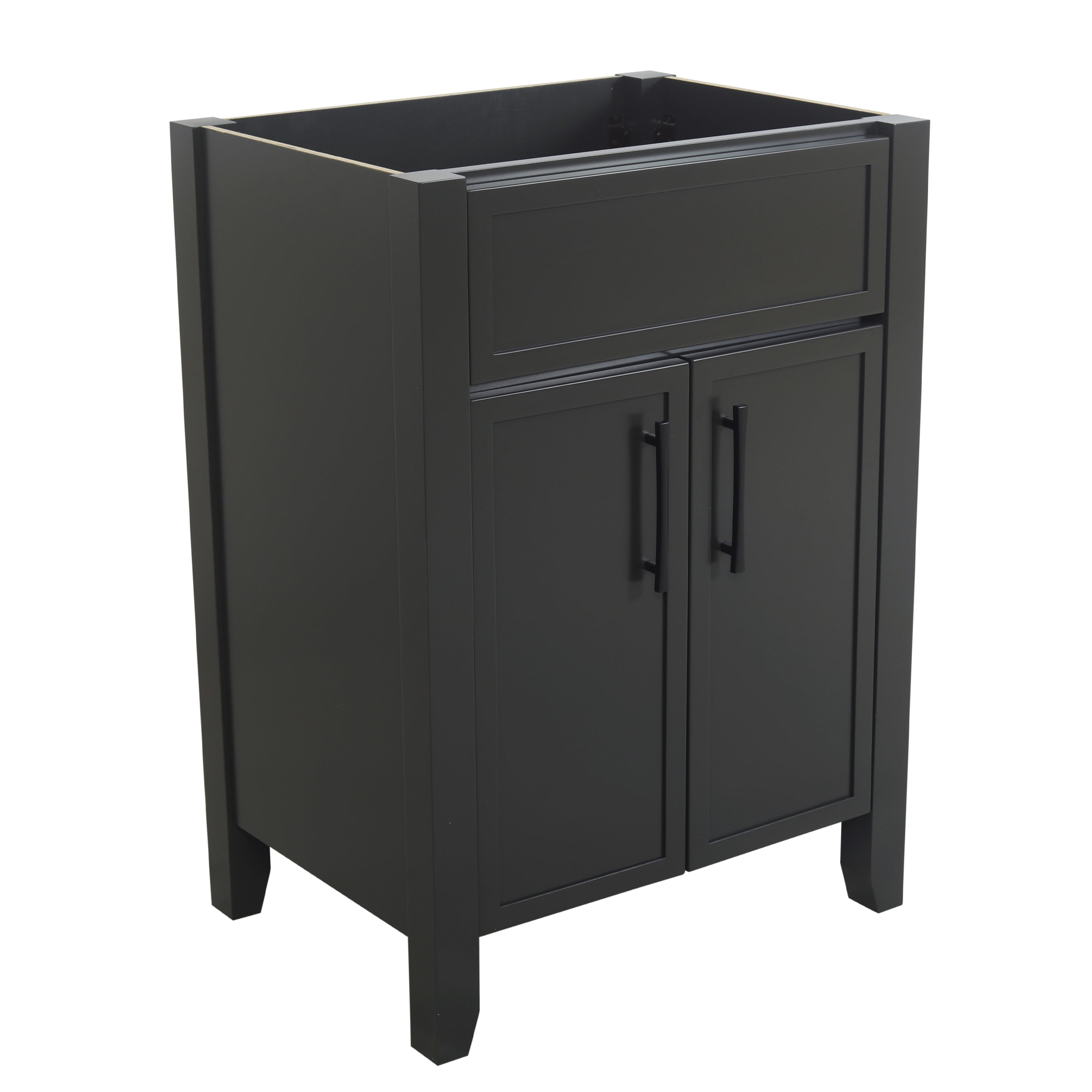 Design House Dawson 24-Inch Bathroom Vanity Cabinet, Fully Assembled, 2-Door Freestanding, Comfort Height 34 in., Sherwin-Williams® Iron Ore, Matte Black Hardware, 228411-IO-FA