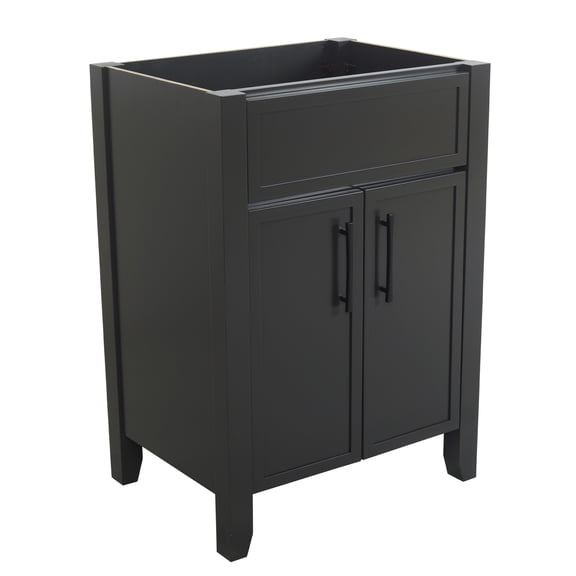 Design House Dawson 24-Inch Bathroom Vanity Cabinet, Ready to Assemble, 2-Door Freestanding, Comfort Height 34 in., Sherwin-Williams® Iron Ore, Matte Black Hardware, 228411-IO-RTA