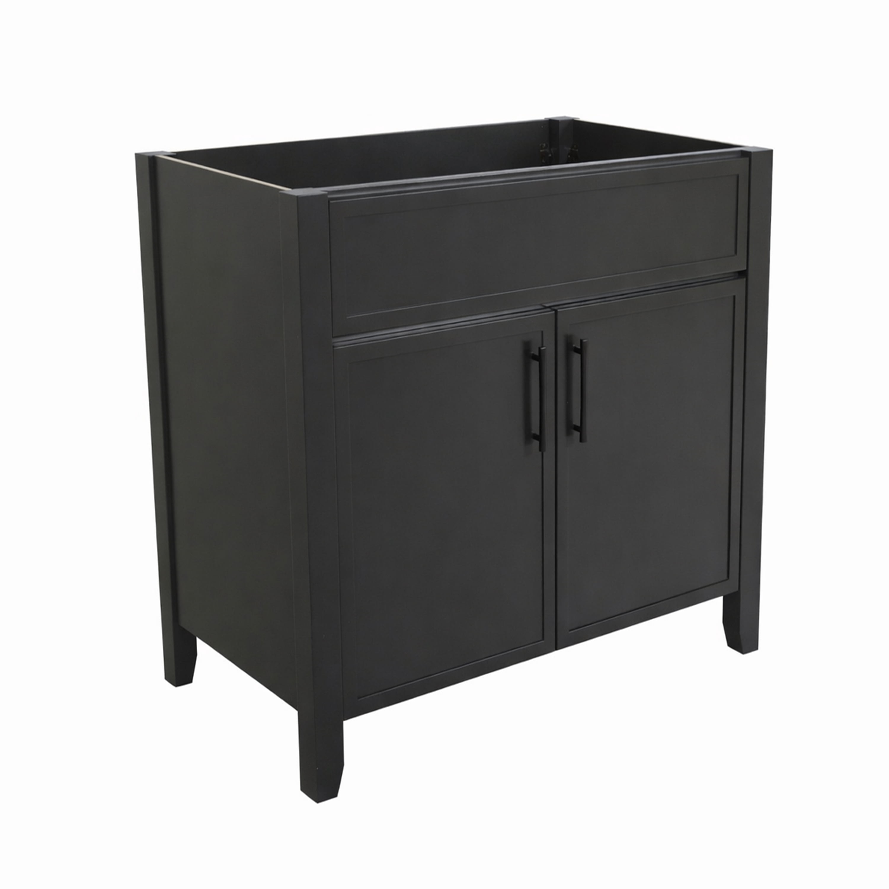 Design House Dawson 30-Inch Bathroom Vanity Cabinet, Fully Assembled, 2-Door Freestanding, Comfort Height 34 in., Sherwin-Williams® Iron Ore, Matte Black Hardware, 228429-IO-FA