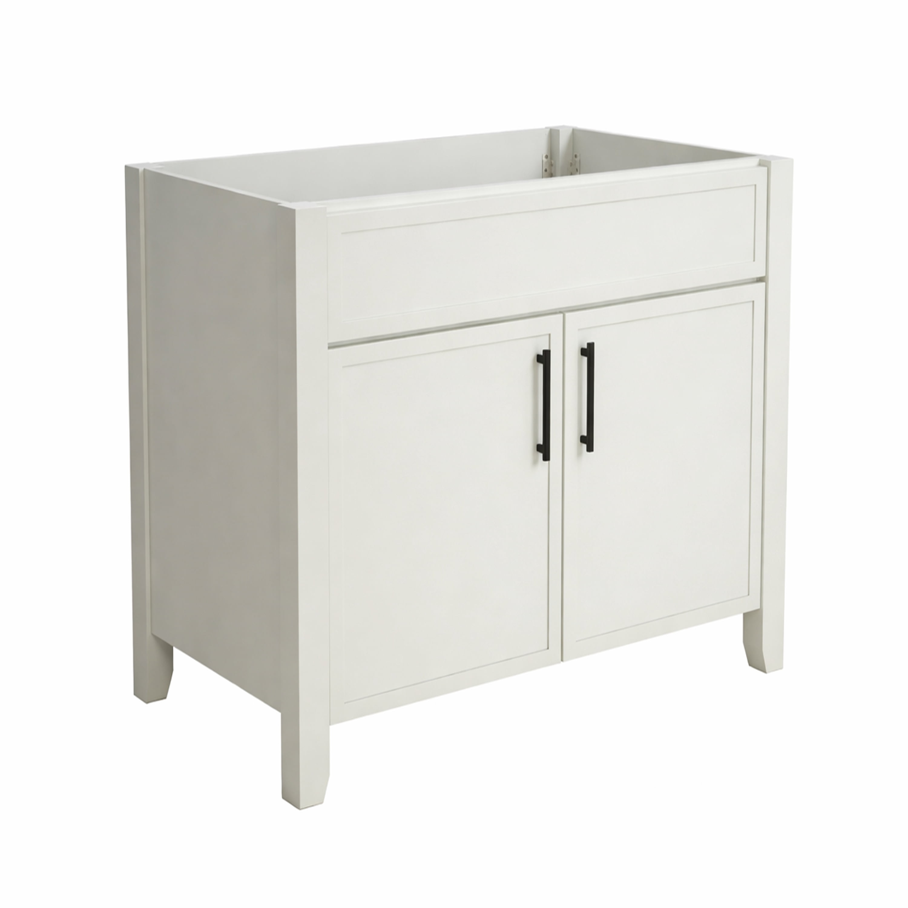 Design House Dawson 30-Inch Bathroom Vanity Cabinet, Ready to Assemble, 2-Door Freestanding, Comfort Height 34 in., Sherwin-Williams® On the Rocks, Matte Black Hardware, 228429-OTR-RTA