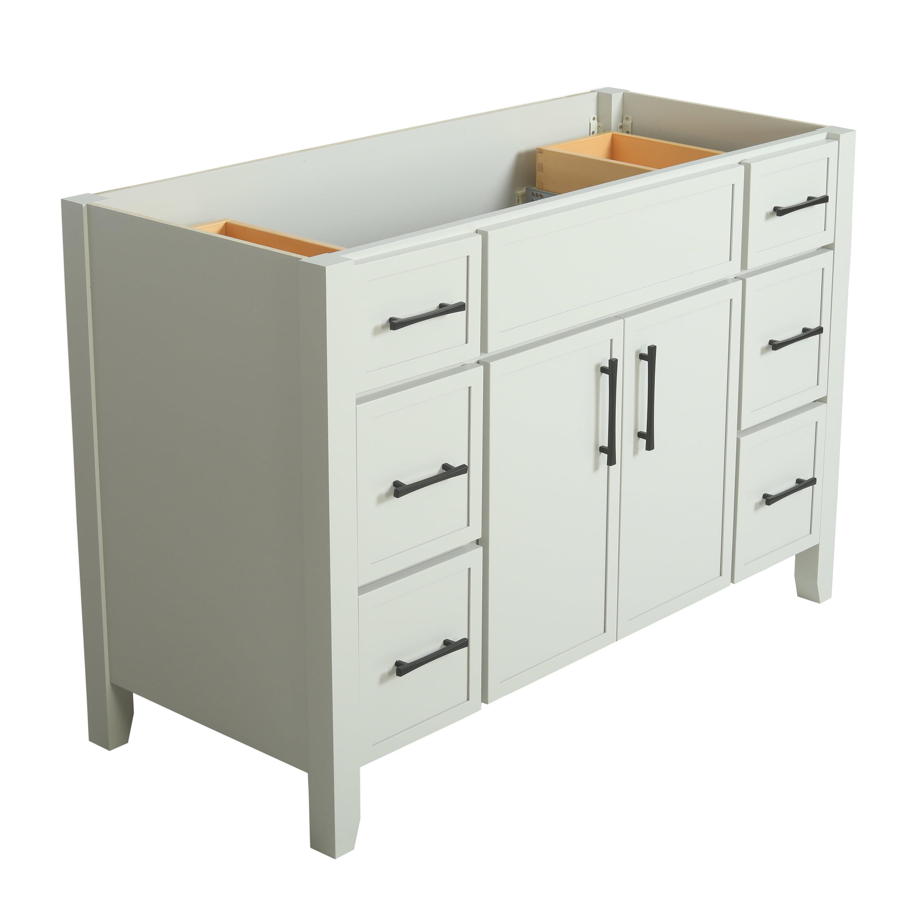 Design House Dawson 48-Inch Bathroom Vanity Cabinet, Ready to Assemble, 2-Door 6-Drawer Freestanding, Comfort Height 34 in., Sherwin-Williams® On the Rocks, Matte Black Hardware, 228445-OTR-RTA