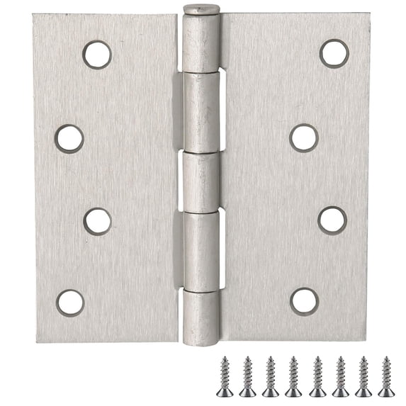 Design House 3-Pack 4" H x .125" Radius Square Interior/Exterior Door Hinges, Satin Nickel