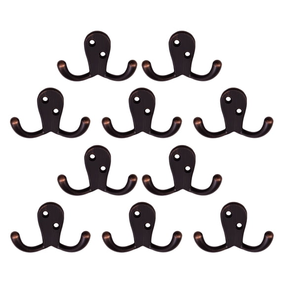 Design House 10-Pack Double Hat, Coat, or Towel Hooks, Oil Rubbed Bronze