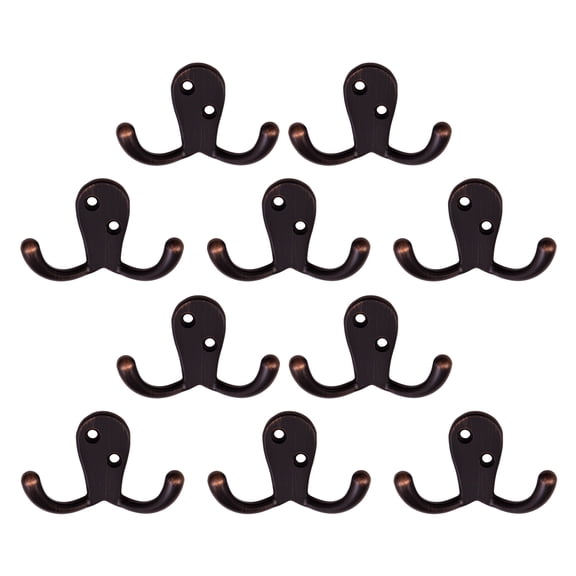 Design House 10-Pack Double Hat, Coat, or Towel Hooks, Oil Rubbed Bronze