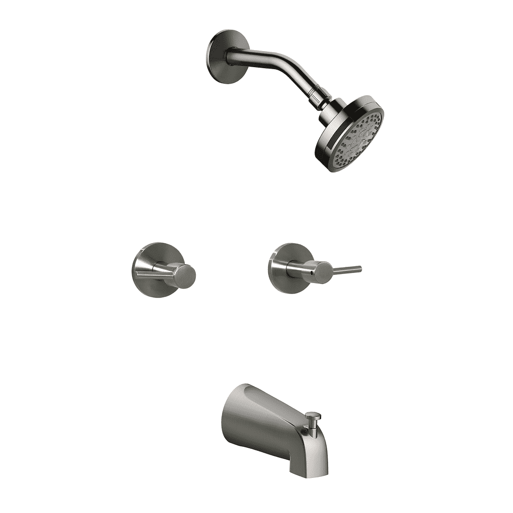 Design House Eastport II Satin Nickel Wall Mount Zinc 2 Handle Tub and Shower Faucet