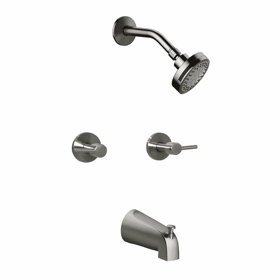 Design House Eastport II Satin Nickel Wall Mount Zinc 2 Handle Tub and Shower Faucet