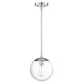thumbnail image 1 of Polished Chrome Modern Dimmable Pendant Light with Clear Seedy Glass Globe Shade, Adjustable Height, Kitchen Islands and Bars, 1 of 9