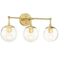 thumbnail image 1 of Satin Gold 3-Light Bathroom Vanity Light, Clear Seedy Glass Globe Shades, Dimmable, 1 of 10