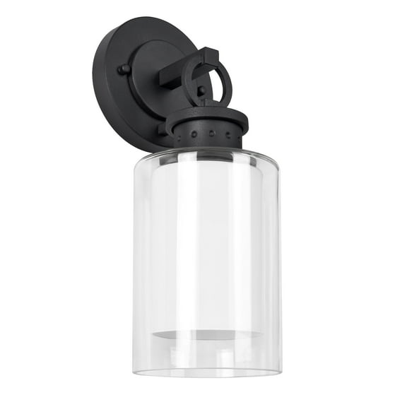 Design House Hansen Modern 1-Light Textured Black Outdoor Wall Lantern Sconce