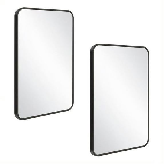Design House Isla Rounded Corner Wall Mirror with Black Frame, 30-Inch by 20-Inch, 2-Pack