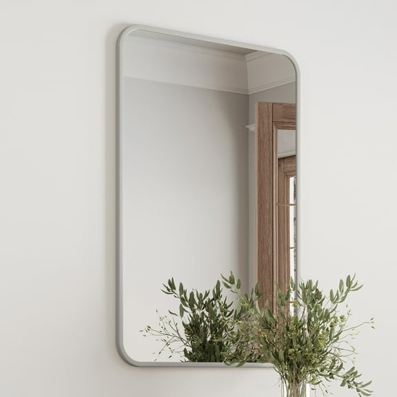 Design House Isla Rounded Corner Wall Mirror with Silver Frame, 30 inch by 20-inch