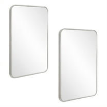 Design House Isla Rounded Corner Wall Mirror with Silver Frame, 36-Inch by 24-Inch, 2-Pack