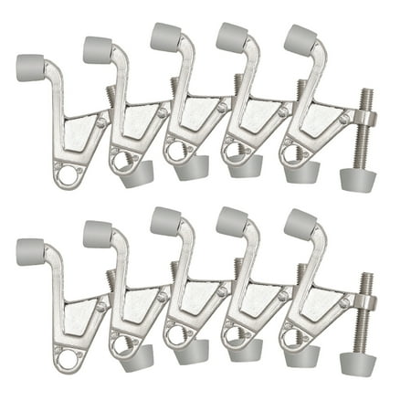 Jumbo Hinge Pin Door Stop Wall Protector with Rubber Tip, Design House Satin Nickel Adjustable Door Stoppers, 10-Pack, 181842