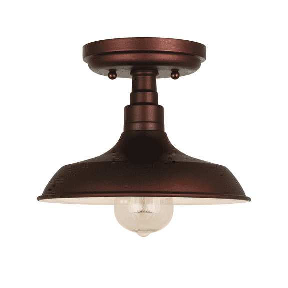 Design House Kimball Industrial 1-Light Indoor Semi-Flush Ceiling Mount Light with Metal Shade, Coffee Bronze