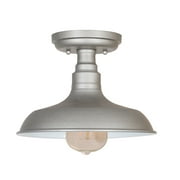 Design House Kimball Industrial 1-Light Indoor Semi-Flush Ceiling Mount Light with Metal Shade, Galvanized Paint
