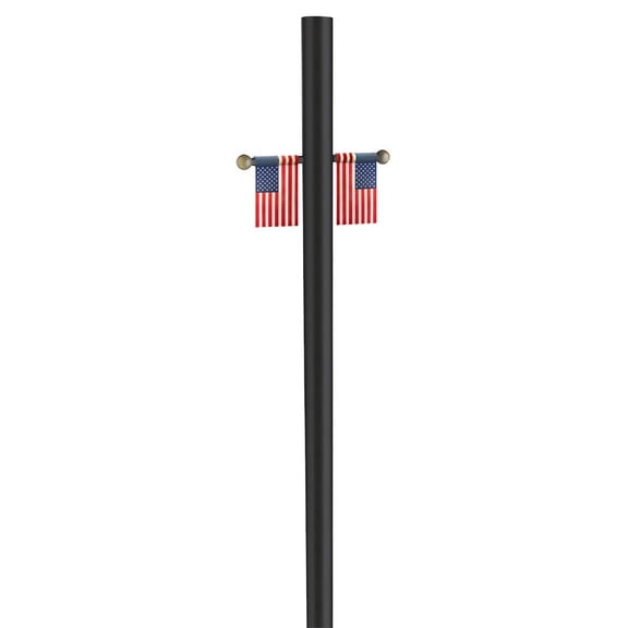 Lamp Post with Plastic Cross Arm and Two 4"x6" American Flags in Black