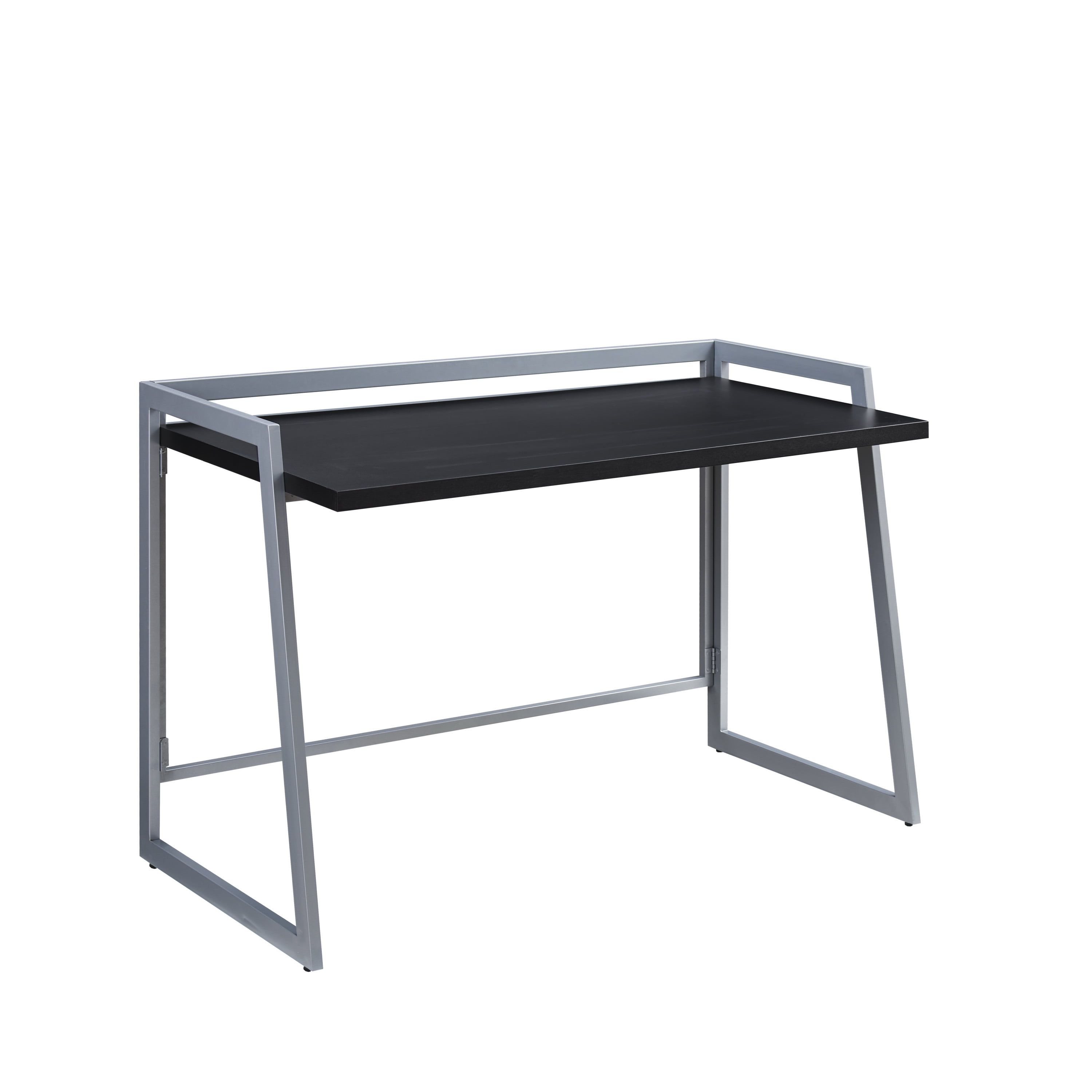 Matte Black and Nickel Foldable Writing Desk with Durable Laminate Top