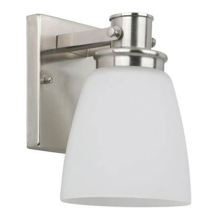 Design House Marcell 1 Light Satin Nickel Wall Sconce with Frosted Glass Shade
