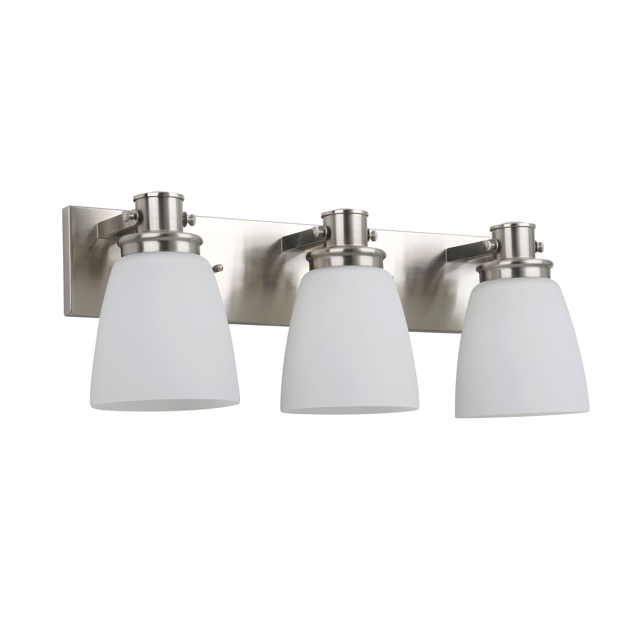 Marcell 23.3 in 3-Light Satin Nickel Vanity Light with Frosted Glass Shades