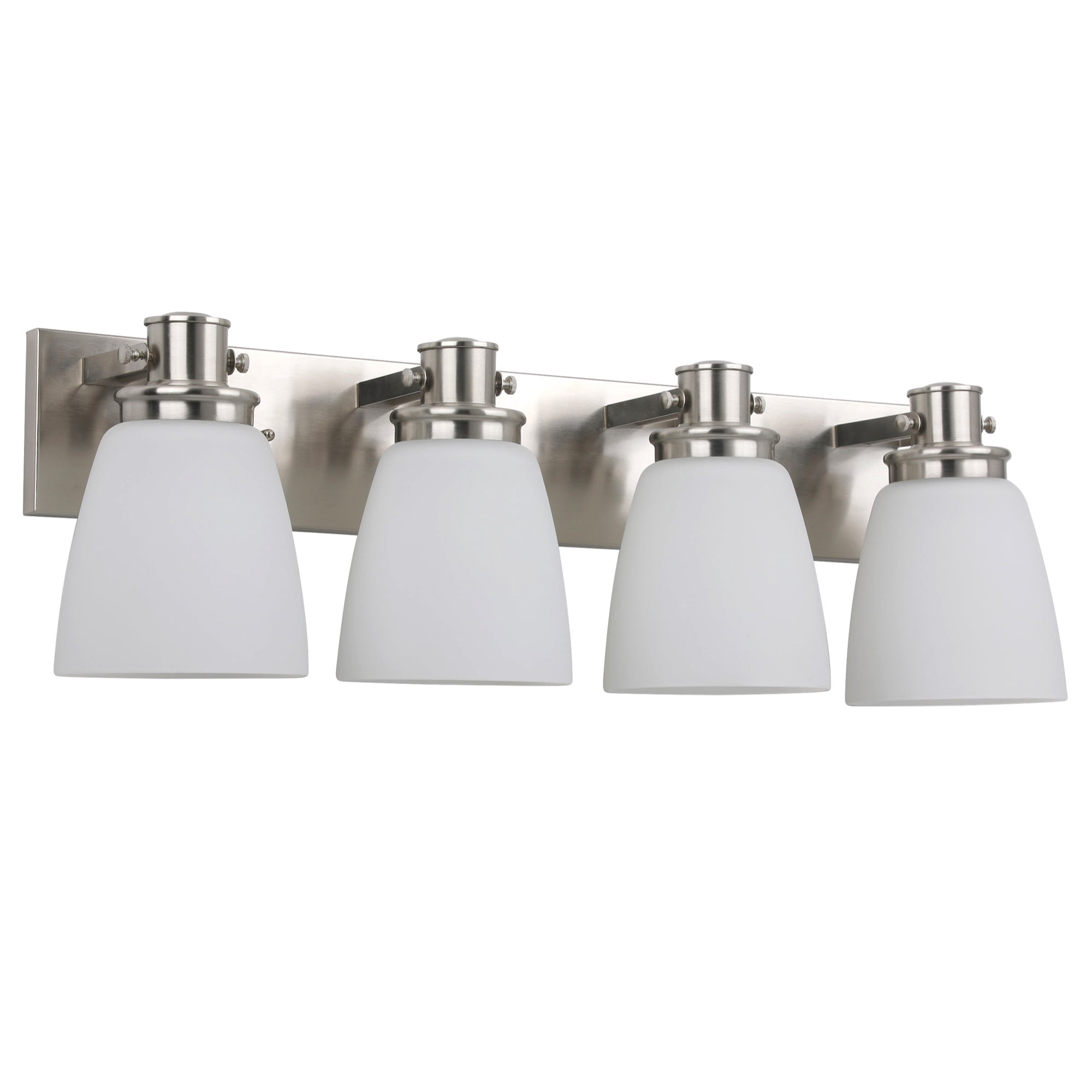 Marcell 4-Light Satin Nickel Vanity Light with Frosted Glass Shades
