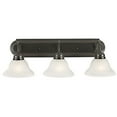 thumbnail image 1 of Design House Millbridge 3 Light Oil Rubbed Bronze Dimmable Vanity Light with Frosted Glass Shades, 1 of 18