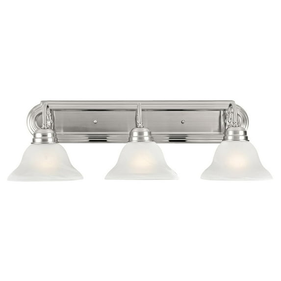 Design House Millbridge 3-Light Satin Nickel Dimmable LED Vanity Light with Frosted Glass Shades