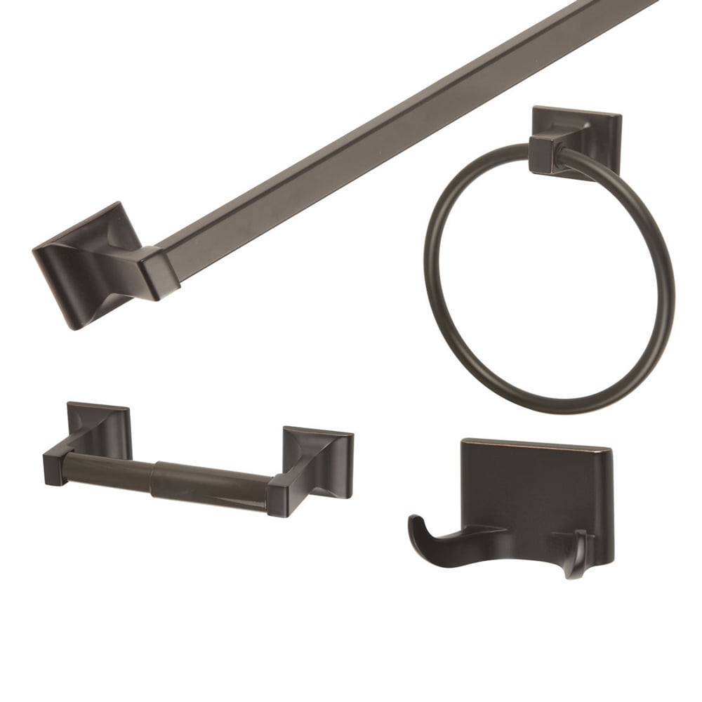 Set De 4 Accessoires De Salle De Bain Design House, Finition Bronze Huilé, Style Millbridge