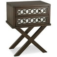 thumbnail image 1 of Leick Home 10082-WA Two Drawer Mirrored Diamond Filigree X Base Nightstand Side Table, Walnut, 1 of 17