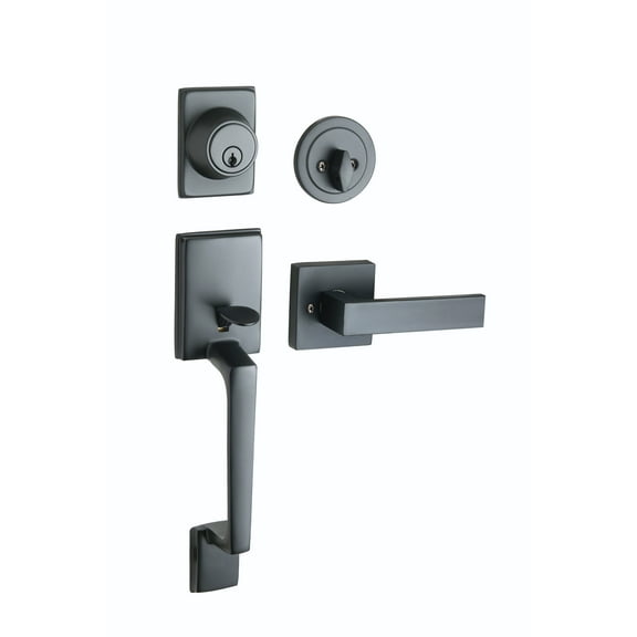 Design House Moderno Karsen Interior/Exterior 2-Way Entry Handleset, Matte Black